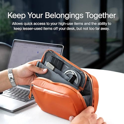Orbitkey 2-in-1 Tech Accessory Pouch - Terracotta | Detachable Slim Sleeve | Organizes Cables & Chargers | Water-Resistant Fabric | Travel Ready - color: Terracotta