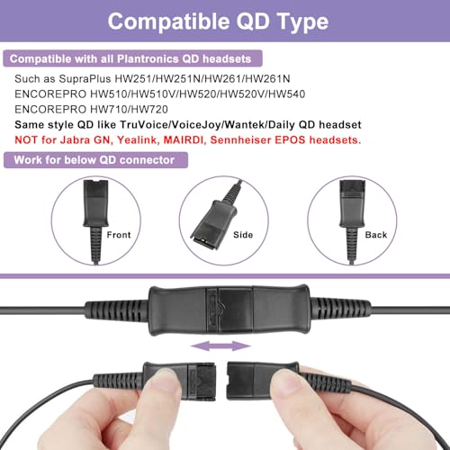 Training Y Splitter for All Plantronics QD Headphone Adapter Cable