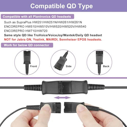 Training Y Splitter for All Plantronics QD Headphone Adapter Cable