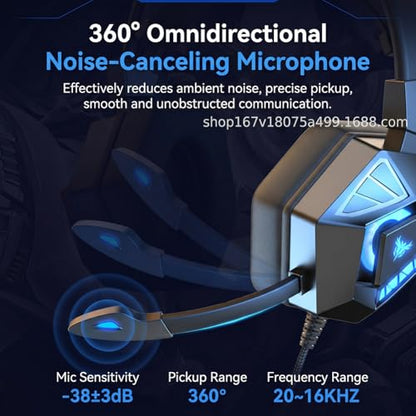 Wired Gaming Headset with 7.1 Surround Sound,Noise Cancelling Over-Ear Headphones with Mic,RGB Light,Lightweight Soft Memory Earmuffs for PC/PS4/PS5（Red） - color: Red