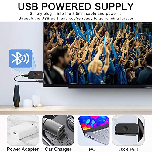 2 in 1 Bluetooth V5.3 Transmitter Receiver, BT USB Adapter, Wireless Audio Transmitter for TV to Bluetooth Headphones, Low Latency, Power by USB for TV/PC Home/Car Sound System