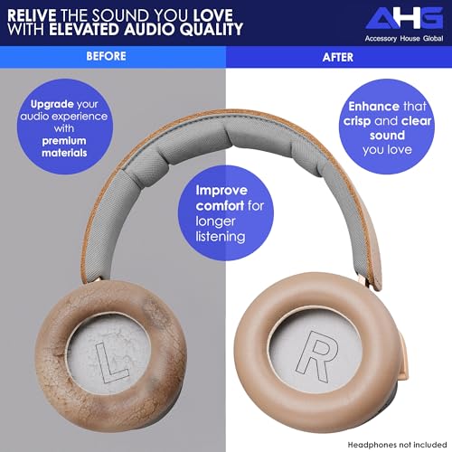AHG Accessory House Global Ear Pads Cushions Compatible with Bang & Olufsen Beoplay H9 3rd Gen (Not Compatible with H9 / H9i) and Beoplay HX Headphones (Argilla Bright). Premium Sheepskin Leather - color: ARGILLA BRIGHT