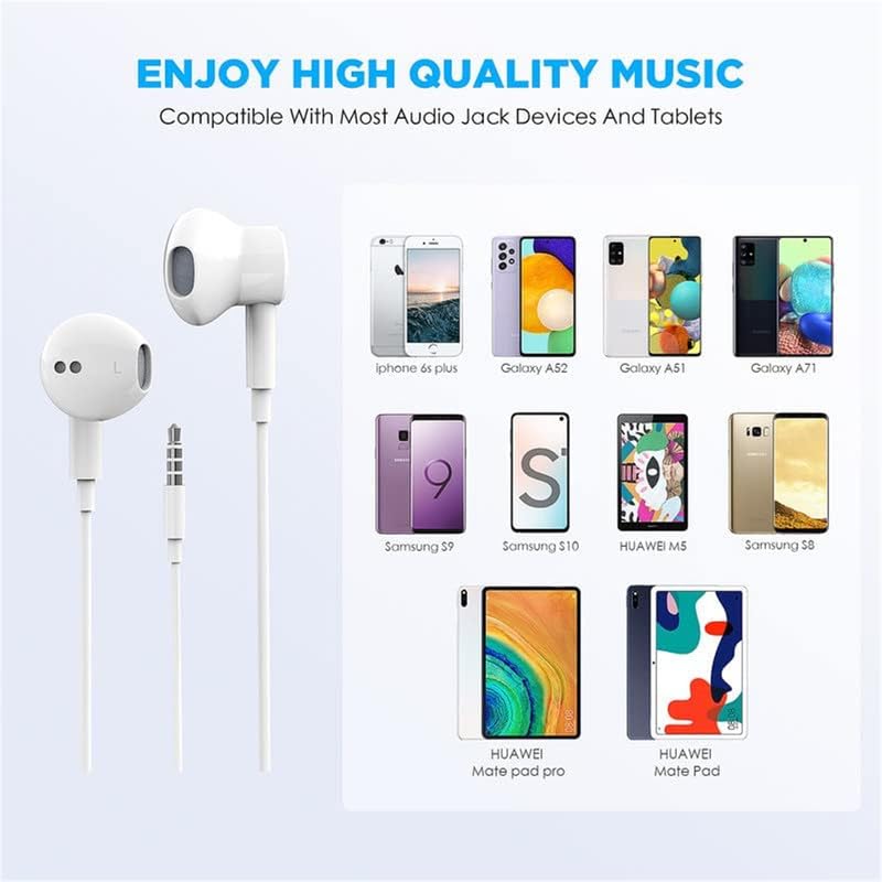 SKLNXAZ 2 Pack Wired Earbuds/Wired Headphones with 3.5mm Earphones[MFi Certified] with Microphone Volume Control Compatible for Computer,MP3/4,Android Most 3.5mm Audio Devices，White