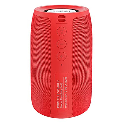 Musibaby M68 Small Rechargeable Speaker, Dual Pairing, Red | Portable, small and compact with USB playback, AUX input, FM radio, TF card playback, up to 24H and dual pairing. - color: Pure Red