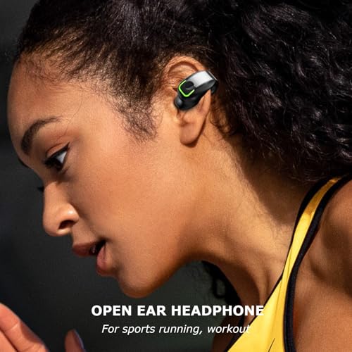 Open Ear Headphones, 1Pcs Over Ear Clip Earbuds, Single Ear Bone Conduction Bluetooth 5.3 Headphone with IPX4, for Sports Running, Workout (Black)
