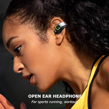 Open Ear Headphones, 1Pcs Over Ear Clip Earbuds, Single Ear Bone Conduction Bluetooth 5.3 Headphone with IPX4, for Sports Running, Workout (Black)