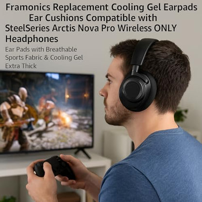 Replacement Cooling Gel Earpads Ear Cushions Compatible with SteelSeries Arctis Nova Pro Wireless ONLY Headphones, Ear Pads with Breathable Sports Fabric & Cooling Gel, Extra Thick