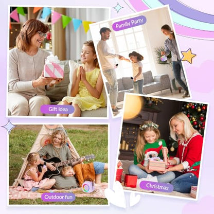 Karaoke Machine,Mini Portable Karaoke Speaker with 2 Wireless Microphones - color: Purple