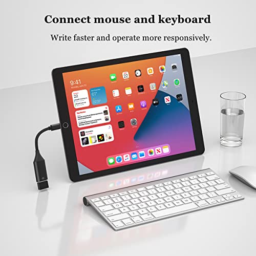 Camera Adapter for iPhone, iPad to USB OTG Cable Adapter, Supports USB Flash Drive, Card Reader, Mouse, Keyboard, MIDI - color: Black
