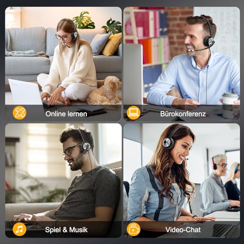 MAIRDI USB Headset with Microphone for PC, Computer Headset with Mic Noise Canceling for Laptop Teams Zoom Office Call Center Voip Telephone Calls, Dictation Headset for Dragon Naturelly Speaking