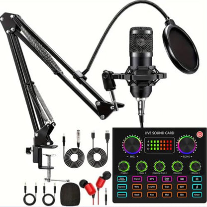 sktome Podcast Equipment Bundle, V8max Voice Changer with Podcast Microphone Bundle - Studio Condenser Microphone Perfect for Podcasting, Recording, Singing, Streaming and Gaming