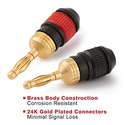 WGGE WG-008 24K Gold Safety Connector Banana Plugs (5 Pairs (10 Plugs)) - size: 5 Pairs (10 plugs )