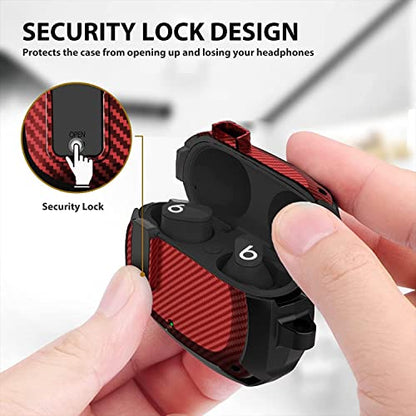 Beats Studio Bud/Studio Buds Plus Case Cover 2021/2023 Men Lock Clip with Cleaning Kit, GARTOO Beat Studio Buds Plus Protective Case with Cleaning Tool for Women Girls Kids Black/Red - color: A-Black/Red