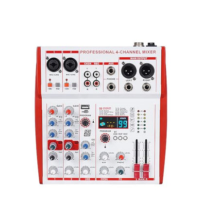 MW4 Professional 4 Channel Audio Mixer | 99 DSP Effects, +48V Phantom Power, USB Sound Console for Live Streaming, Karaoke, Studio Podcast