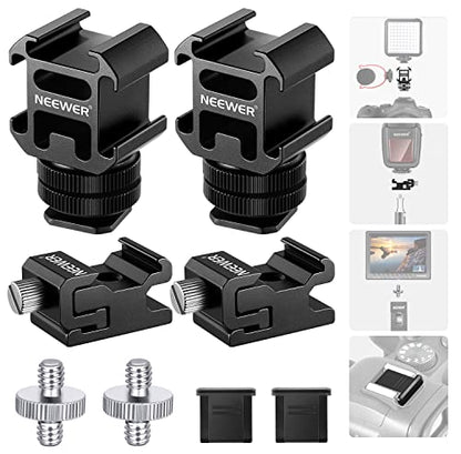 NEEWER 8 PCs Hot Shoe Mount Adapter Kit, Including Triple Cold Shoe Mounts, 1/4” Screw, Flash Stand Bracket, and Hotshoe Cover for DSLR Camera, LED Light, Microphone, Lighting Stands, Monitor - style: ST47(8-Pack)