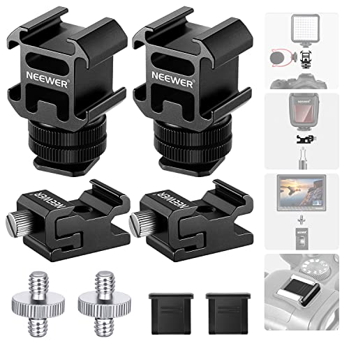 NEEWER 8 PCs Hot Shoe Mount Adapter Kit, Including Triple Cold Shoe Mounts, 1/4” Screw, Flash Stand Bracket, and Hotshoe Cover for DSLR Camera, LED Light, Microphone, Lighting Stands, Monitor - style: ST47(8-Pack)