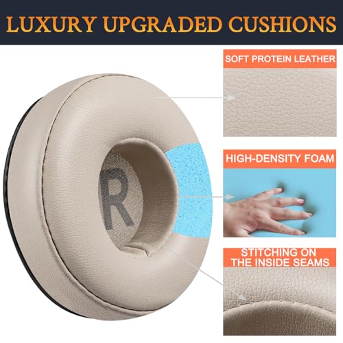 SOULWIT Earpads Replacement for JBL Tune 450BT/Tune 460BT/Tune 500BT/Tune 510BT/Tune 520BT/Tune 530BT/JR 300BT/JR 310BT/E40BT/Junior 320BT, Ear Pads Cushions with Soft Protein Leather - Sand - color: Sand