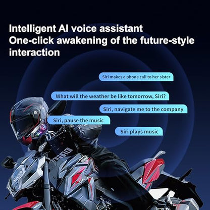 Motorcycle Bluetooth Headset with Microphone,Wireless Helmet Intercom Communication System, Noise Canceling, Ultra-Long Battery Life, Fit for Full-Face Helmets, Riding & Delivery