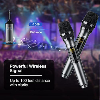 LEKATO Wireless Microphone Rechargeable Wireless Microphones with Receiver Dual Handheld Microphone System Dynamic MIC for Singing, Speech, Wedding, Church,Speaker, PA System(K380S) | Rechargeable dynamic microphones for singing, speech, weddings, churche
