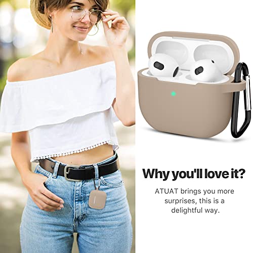 Compatible with AirPods 3 Case, Protective Silicone Cover for AirPods 3rd Generation Case 2021, Wireless Charging - Tan - color: C-Tan