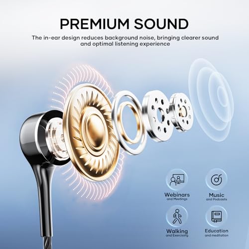 LWZCAM Wired Earbud 5 Pack with 3.5mm Stereo Headphones with Microphone | Bass-heavy sound, a built-in microphone, tangle-free design, ergonomic in-ear style, and compatibility with all 3.5mm jacks - color: Black