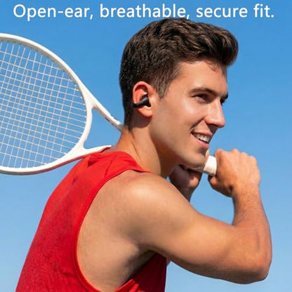 Open Ear Earbuds, Wireless Bluetooth with Clip-on Cuff Design, IPX4, 20+ Hours Battery (Black)