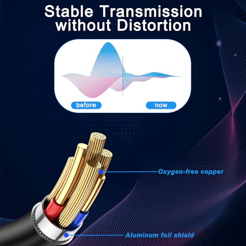 1/4 inch TRS Stereo Cable 6.35mm Male to 6.35mm Male TRS Stereo Audio Cable 0.98FT 1/4" Instrument Stereo Aux Jack Adapter Cable for Guitar Bass Amplifier 2pcs