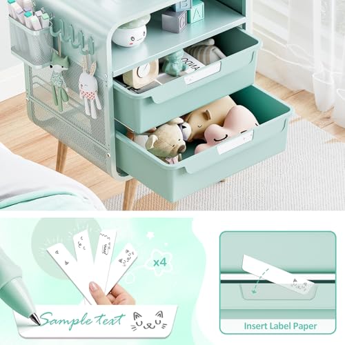 SYKIARIOL Kids Nightstand,Cute End Table with Storage Drawer,Nightstand for Girls Bedroom Furniture - color: Green