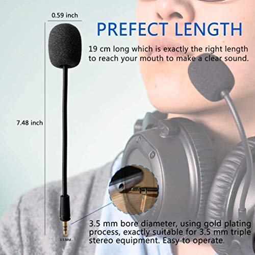 AKKE 3.5mm Detachable Gaming Microphone Boom Replacement, Compatible with Select PDP Afterglow AG6, Turtle Beach Stealth/Recon/Ear Force Headsets, 7.5 in, Verify Fit Before Buying