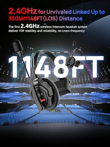 SYNCO XTalk X5 Wireless Headset with Microphone Intercom System 2.4GHz Full Duplex Communication Headset 400M with Noise Cancellation for Movie Shoot Live Show Stage Performance