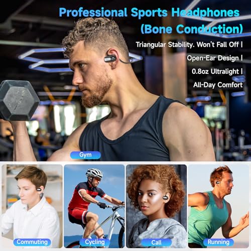 B35 New 32GB Bone Conduction Swimming Headphones, IP68 Waterproof, Bluetooth & MP3 Player, Open Ear Underwater Headphones Swimming with Mic & Stable Connection, Secure Fit, For Running Cycling Workout