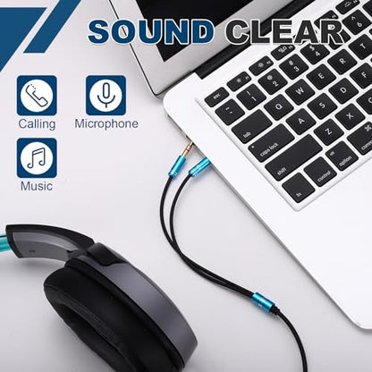MECCANIXITY 3.5mm Splitter Female to 2 Dual 3.5mm Male Y Jack Splitter for Headphone Mic Audio PC Laptop Gaming Headsets, 1ft, Black - color: Black, size: 1ft