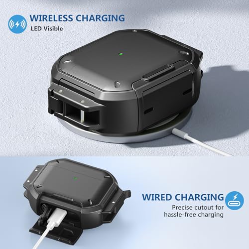 Waterproof Case with Lock for AirPods Pro 3 | IP68 waterproof, Mil-grade drop-proof, Secure lock, Keychain & stand. Hard protection for AirPods Pro 3. - color: Black