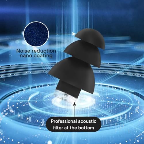 Ear Plugs for Sleeping Noise Cancelling Reusable Comfortable Silicone Earplugs,3 Pairs High Fidelity Concert Earplugs Noise Reduction Earplugs for Music Festivals, DJs, Musicians with 2 Travel Covers