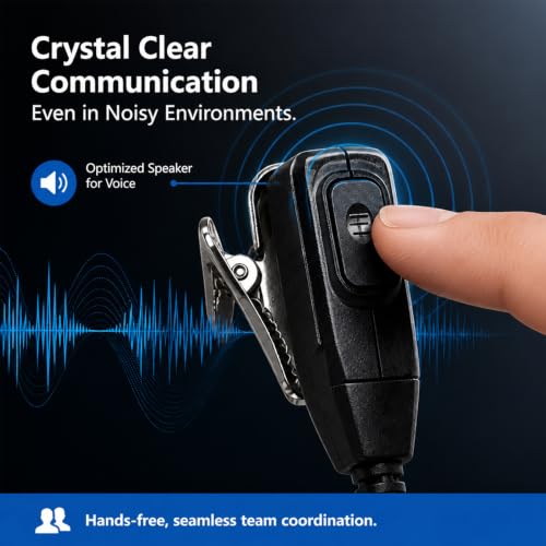 Walkie Talkie Earpiece with PTT Mic Compatible with Motorola CP200D CP100D R2 CP200 CP185 BPR40 CLS1410 CLS1110 RMU2040 RMU2080D Two Way Radio, 2 Pin D Shape Headset (D Shape Earpiece 5Pcs)
