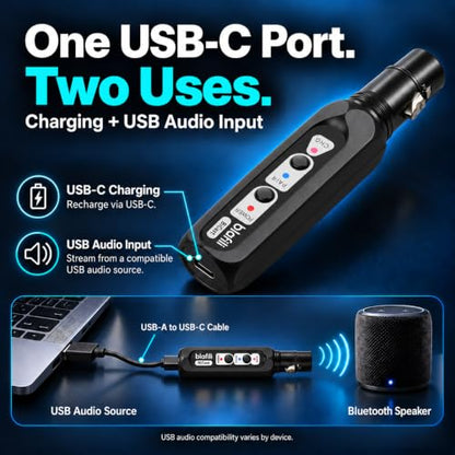 Bicast Bluetooth Transmitter, XLR Audio Input & 2-Device Pairing