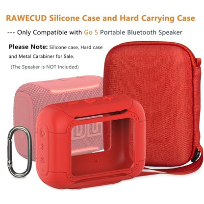 Protective Case for JBL Go 5 Portable Bluetooth Speaker | Accessories Hard Carrying Case and Silicone Cover with Metal Carabiner (Red Case) - color: Red Case