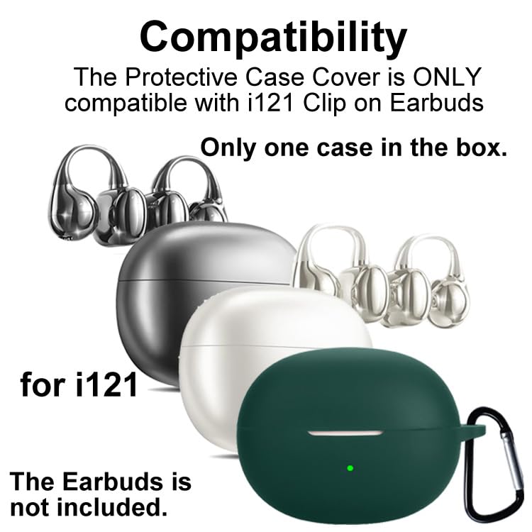 Silicon Case Cover Compatible with King Lucky Clip on Earbuds Open Ear Headphones i121 True Wireless Earbuds - color: Green