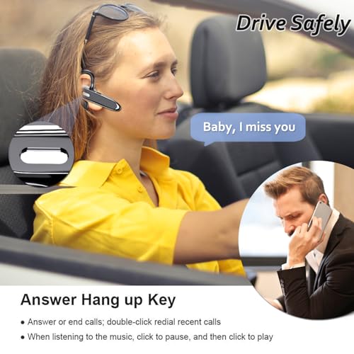 Wireless Headset Business Earpiece 70Hrs Playtime with 450mAh Charging Case Built-in Mic Noise Cancelling Headphone 5.0 Handsfree Sports Earphone for Android iOS Driving Trucker Driver Business Office - color: Black With Box