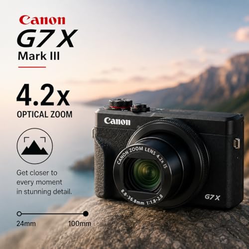 Canon PowerShot G7 X Mark III Digital Camera Bundle with 64GB SD Card, Wireless Lavalier Microphone System, Hardshell Camera Case, Card Reader & Cleaning Kit (Silver)