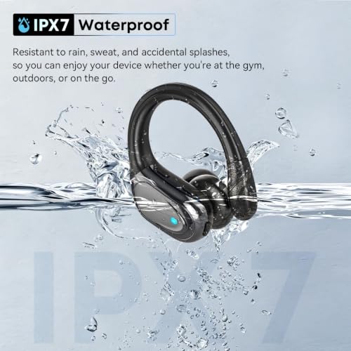 HAOYUYAN Wireless Earbuds, Sports Bluetooth Headphones, Noise Canceling Ear Buds with 80hr Playtime, LED Power Display, IPX7 Waterproof Earphones for Gym/Workout - color: Black