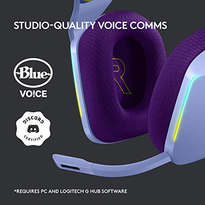 Logitech G733 Lightspeed Wireless Gaming Headset - Lilac | Suspension headband, LIGHTSYNC RGB, Blue VO!CE mic technology, PRO-G audio drivers - color: Lilac