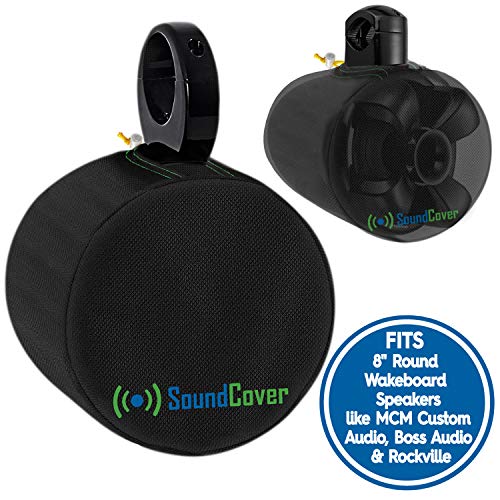 Black 600D Marine Wake Tower Speaker Covers – Large (H 14" × W 14" × D 12.8") – Weather-Resistant Covers for Marine & ATV Speakers - color: Black, size: LARGE