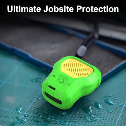 CYBERGUYS Silicone Case for DEWALT Wearable Bluetooth Speaker, Green | Durable Shock-Proof Non-Slip Protective Cover for DEWALT Mini Speaker w/Lanyard, Small Lightweight & Easy-to-Install Sleeve - color: Safety Green