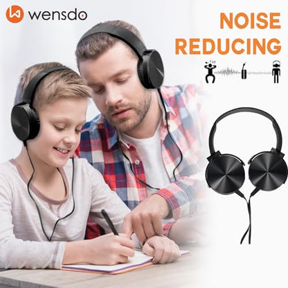 2 Pack Wired Classroom Headphones with Microphone for Kids All Ages K-12, Durable Students Computer Headphones for School, Library, Airplane, Online Learning and Travel (HY450, Black)
