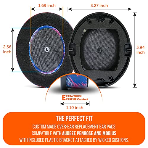 WC Freeze Penrose - Cooling Gel Earpads for Audeze Penrose & Mobius | Made by Wicked Cushions | Hybrid Fabric, Improved Durability, Thickness & Sound Isolation | Speed Racer - color: Speed Racer
