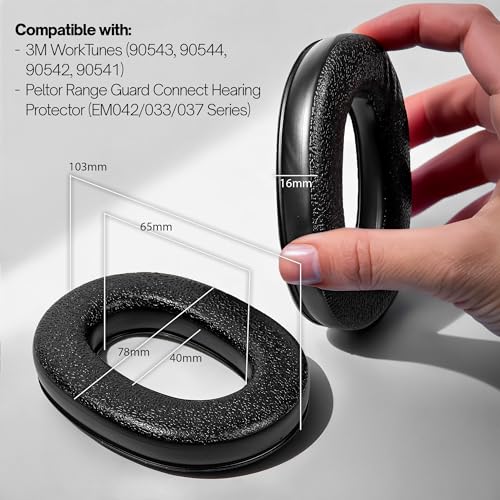 for 3M WorkTunes Replacement Ear Pads Headphones Connect Hearing Protection with Noise Cancelling Radio Ear Muffs AM/FM Bluetooth Headset Protective Earmuffs Shooting Ear Protection Mowing (Pack 4)
