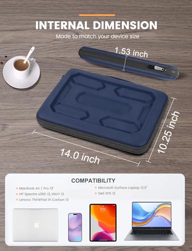 DOMISO 13.3 inch Laptop Sleeve with Handle Shockproof Computer Bag Waterproof EVA Protective Carrying Case for 13-13.3 inch Notebooks/13 MacBook Air/MacBook Pro Retina/Dell XPS 13/HP,Dark Blue - color: Dark Blue, size: 13.3 inch