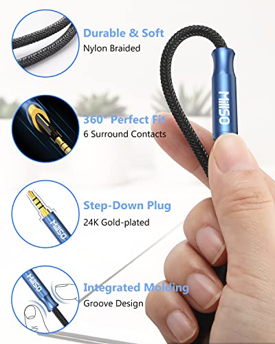 3.5mm Headphone Extension Cable Nylon Braid 8 FT TRRS Male to Female | Metal Shell, Premium 4 Pole 1/8 Stereo Auxiliary Aux Audio Jack Extension Cable for PC, Smartphone, Speaker, Soundbox - size: 8 ft