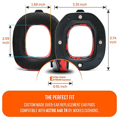 WC Freeze A40 - Hybrid Fabric Cooling Gel Earpads for Astro A40 TR | Made by Wicked Cushions | Improved Durability, Thickness & Sound Isolation | Red Camo - color: Red Camo